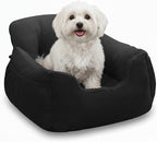 Dog Car Seat for Small Dogs,Washable Pet Booster Seats for Car with Clip-On Safty Leash, Reversible Puppy Carseat with Storage Pockets, Travel Carrier Bed for Dogs Under 25 lbs, Dark Grey