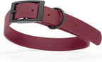 Dogline Biothane Waterproof Dog Collar Strong Coated Nylon Webbing with Black Hardware Odor- Proof for Easy Care Easy to Clean High Performance Fits Small Medium or Large Dogs, Merlot Burgundy