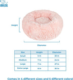 Best Pet Supplies Round Donut Dog Bed with Plush Faux Fur Fabric, Calming, Anti-Anxiety Cushion for Indoor Pets, Slip-Resistant Base, Soft Ergonomic Support - Pink, 30x30x8''