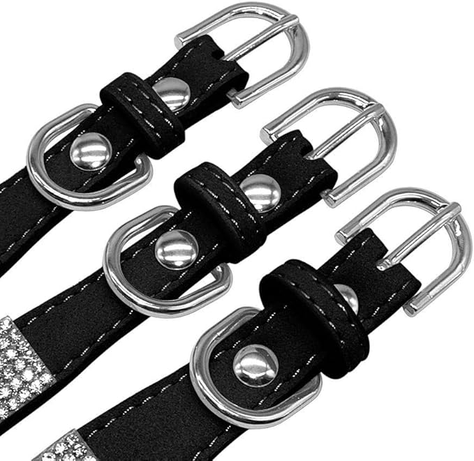 Serijoars Small Dog Collar with Rhinestone Crystal Diamond Colorful Bling Girl Puppy Cat Collars (S, Light Blue6)