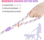 Dog Leash 6 FT Handmade Braided Cotton Rope Leashes for Small Medium and Large Dogs, New Golden Heavy Duty Metal Clasp, Unicorn Purple