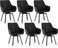 TUKAILAi Swivel Dining Chairs Set of 6, Faux Leather Upholstered Accent Dining Chairs with Metal Legs, Rotatable Armchairs Desk Chair for Home Office Kitchen Restaurant Modern (Black)