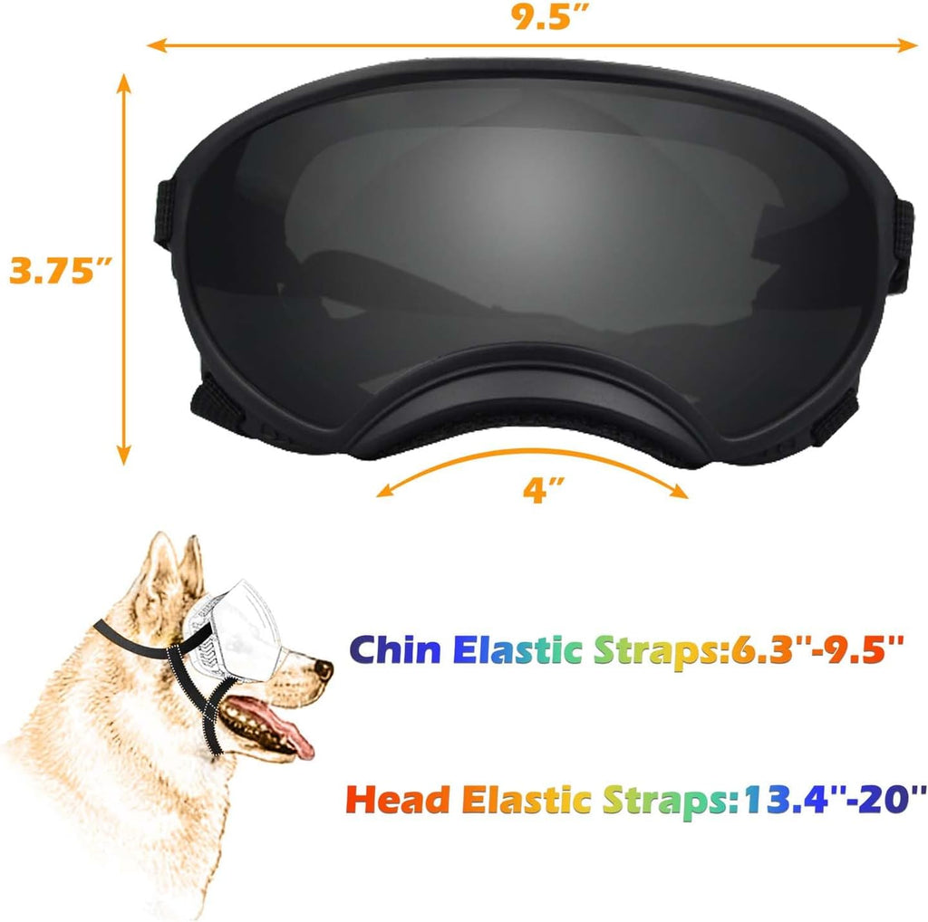 Medium Dog Sunglasses with Adjustable Strap UV Protection, Winproof Dog Puppy Sunglasses, Suitable for Medium Dog Pet Glasses, Dogs Eyes Protection,Soft Dog Goggles