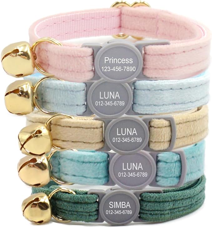 Personalized Breakaway Cat Collar with Engraved Name and Phone Number - Customizable Kitten Collars for Boys and Girls