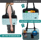 PetAmi Dog Purse Carrier for Small Dogs, Airline Approved Soft Sided Pet Carrier with Pockets, Ventilated Dog Carrying Bag for Puppy Cat, Dog Travel Supplies Bag, Sherpa Bed, Max 12 lbs, Chevron Teal