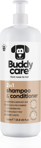 2in1 Dog Shampoo & Conditioner by Buddycare | Coconut Scented | with Aloe Vera and Pro Vitamin B5 (33.8oz)