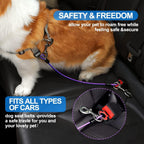 Dog Seat Belt Harness for Car,Dog Seatbelt of Coated Wire Leash Safety Restraint,No Chew Tether Cable Vehicle,Double Clips & Latch(Purple, 32 inch/80 CM)
