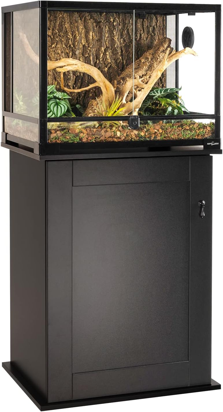 REPTIZOO Reptile Terrarium Stand Wooden Terrarium Cabinet with Storage and Adjustable Shelf, Reptile Tank Stand for 24”Wx18”D Terrarium, Aquarium Stand Fish Tank Stand (Stand Only)