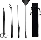 Aquarium Scissor Tweezers Spatula Tool - 4 in 1 Stainless Steel Aquatic Plants Aquascaping Tools Set for Fish Starter Kits & Aquariums Tank(Black)