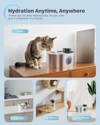 Wireless Cat Water Fountain: Battery Operated Stainless Steel Pet Fountain, Automatic Cordless Water Dispenser Indoor, Metal Faucet Bottle for Drinking, Rechargeable Dog Water Bowl with 1 Filter