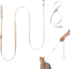 Cat Harness and Leash Set, Lightweight Escape Proof Cat Harness Leash with Padded Handle, Adjustable Cat Leash and Harness for Kitten Small Large Cats Walking Training (Linen, S)