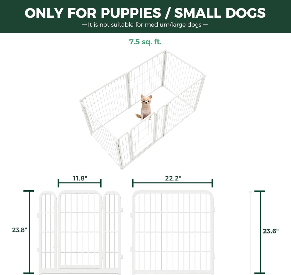 FXW Homeplus Unleashed Indoor Dog Playpen - Stress-Free and Safe Play, Heavy Duty 24 Inch 6 Wire Panels Dog Pen for Puppy and Small Dogs, White│Patented