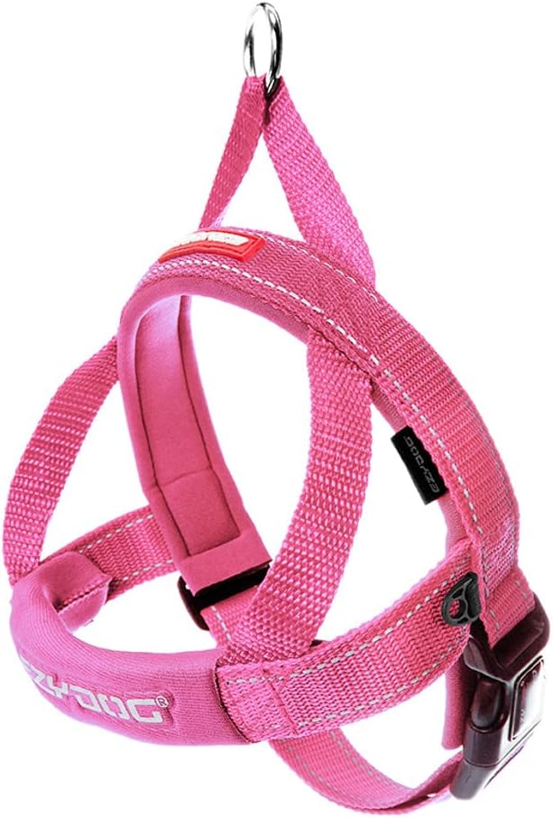 EzyDog Quick Fit Dog Harness, Soft Neoprene Padding - X-Small, Pink | Fast One-Click Buckle, Adjustable Fit, Strong Reinforced Materials, Reflective Stitching, No Pull Dog Harness, Easy Walking