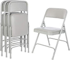OEF Furnishings OEF1200 Series Premium Heavy Duty Vinyl Padded Folding Chairs, Commercial Grade 500 lb Capacity (4-Pack, Warm Gray)