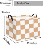 Rectangular Storage Basket for Home Kitchen Girls Cute Storage Bin Organizer Shelf Book Room Decor(Brown Checked)