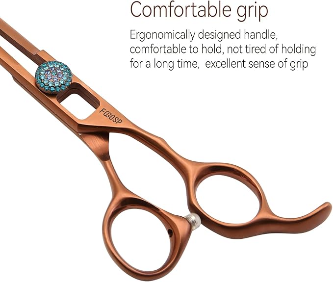 7.5'' Straight Dog Grooming Scissors Professioanl Pet Grooming Shears for Dog Cat High Cobalt Alloy Steel Hollow Out Design Sharp and Light(7.5, Chocolate Striaght)
