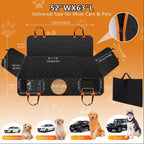 Dog Car Seat Cover for Back Seat, Hard Bottom Back Seat Extender for Dogs, Holds 420lbs, Waterproof Pet Hammock Protector, Thick and Durable Dog Seat Cover for Truck, Car, SUV-Black