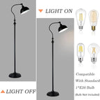 MIXL-Black Gooseneck Floor Lamp with Knob Switch,Adjustable Shade Metal Standing Light,Rotatable Floor Reading Lamp Over Chair,Industrial Standing Lamps for Living Room Bedroom and Office