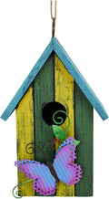 Morning View Bird Houses for Outside Decorative Nest Box Wooden Birdhouse Hanging Spring for Yard Garden Patio Outdoor Small Birds Bluebird Finch Cardinals Wren 9.35 Inch Tall (Green)