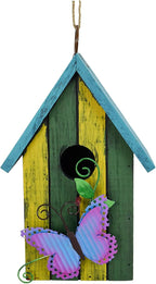 Morning View Bird Houses for Outside Decorative Nest Box Wooden Birdhouse Hanging Spring for Yard Garden Patio Outdoor Small Birds Bluebird Finch Cardinals Wren 9.35 Inch Tall (Green)