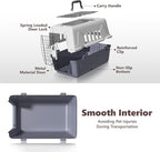 Athena Collection 22" Hard-Sided Travel Pet Carrier for Small Dogs and Cats, Plastic Dog Crate with 2-Door Top & Front Load, Ventilation, Security Lock, Cat Dog Carrier for Pet, up to 22lbs, Grey