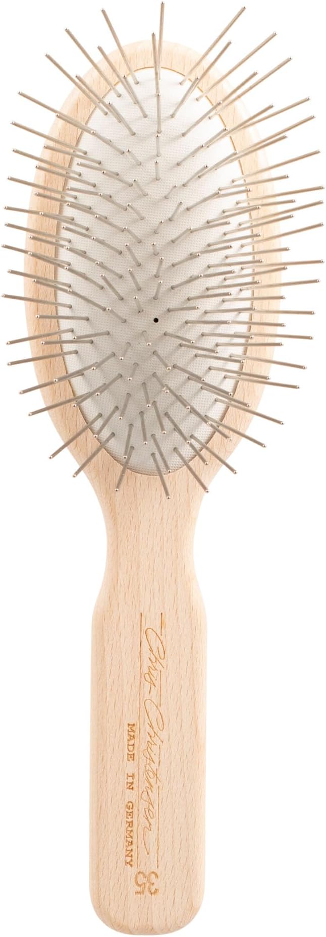 Chris Christensen 35 mm Oval Pin Dog Brush, Original Series, Groom Like a Professional, Stainless Steel Pins, Lightweight Beech Wood Body, Ground and Polished Tips