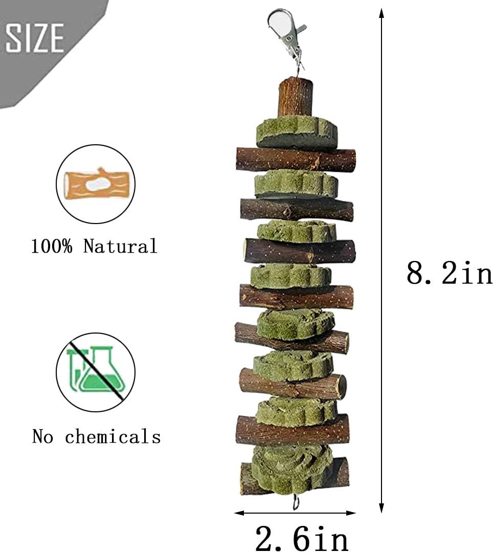 PINVNBY Bunny Chew Toys for Teeth Natural Organic Fruitwood Rabbits Cage Molar Sticks for Chinchillas, Guinea Pigs, Hamsters, Parrots and Other Small Pet Chewing Improve Dental Health