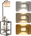 SUNMORY Floor Lamp with Table, End Table for Living Room with Lamp, Shelves Side Table with Charging Station(USB & AC Port), 3 Color Temperature LED Bulb, Modern Nightstand Lamp for Bedroom, Office