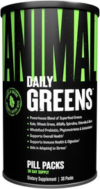 Animal Daily Greens Pill Packs - Kale, Wheat Grass, Alfalfa & More - Convenient Prebiotic and Probiotic Superfood Blend for Superior Digestion, Gut Health, and Immunity For Men & Women - 30 Day Supply