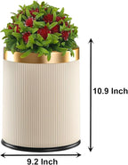 Yatmung Dog Poop Trash Can Outside - 2.6 Gal Small Pet Waste Container with Lid - Outdoor Poop Garbage Can - Front Porch, Backyard, Waste Bin - Plant Styled Dog Poop Bucket - Cream