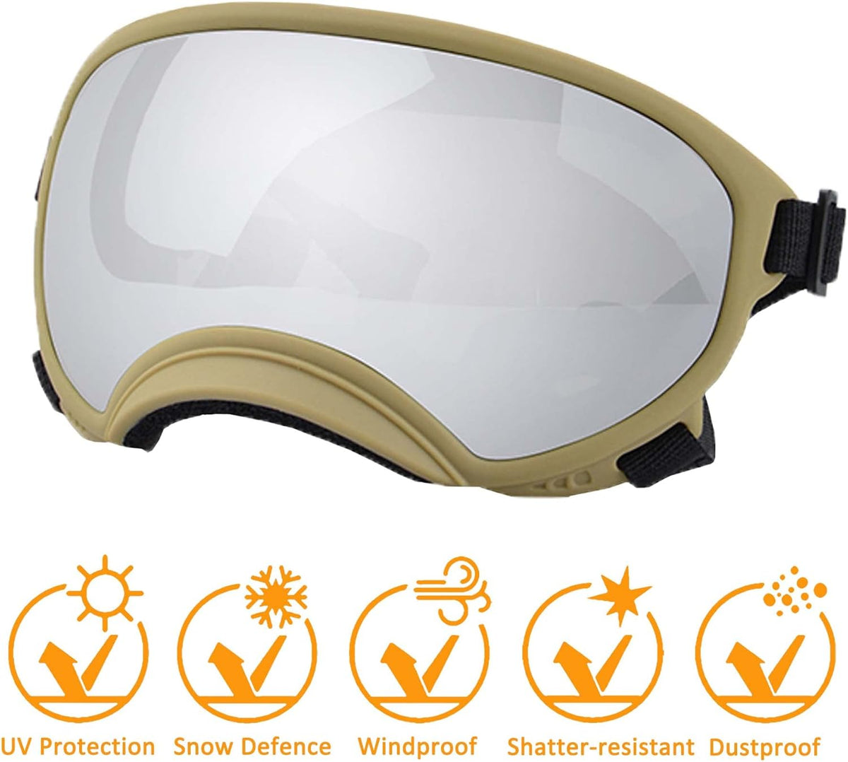 Winproof Large Dog Sunglasses with Adjustable Strap, UV Protection, Soft Goggles for Medium-Large Dogs