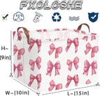 Rectangular Pink Girls basket,Delicate pink bow girls nursery laundry basket,Pink Laundry Hamper,kids waterproof collapsible canvas basket,Toy bins,Girls Room decor(Bowknots)