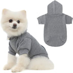 KOOLTAIL Basic Dog Hoodie - Soft and Warm Dog Hoodie Sweater with Leash Hole and Pocket, Dog Winter Coat, Cold Weather Clothes Sweatshirt for Small Medium Large Dogs Puppy Cat Boys Girls Grey XS