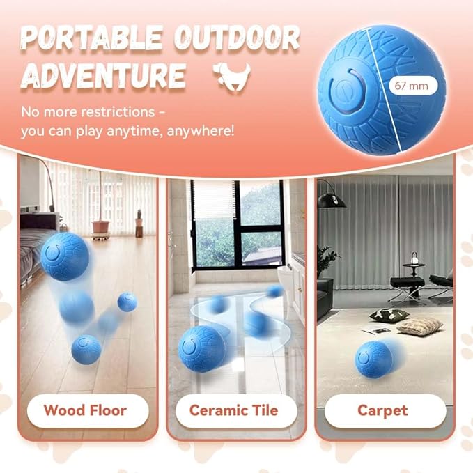 Smart Jumping Ball for Dogs, Smart Jumping Ball Dog Toy with Two Modes, Viral Shaky Toy for Dogs, Automatic Interactive Bouncing Balls with Rechargeable Battery Endless Playtime (Orange+Blue)