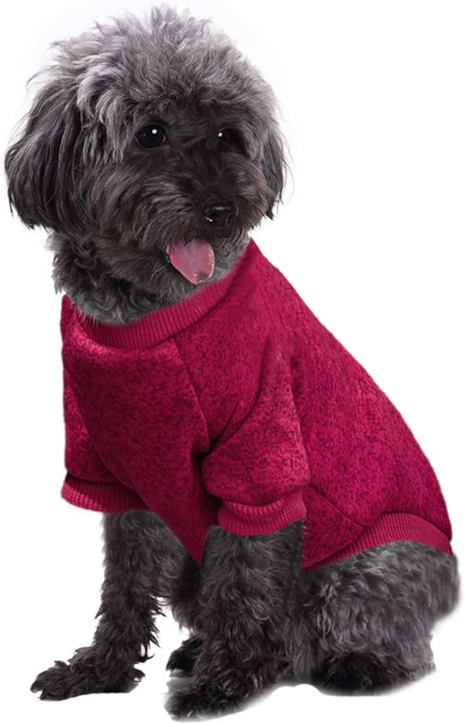 Jecikelon Dog Clothes Dogs Sweater Soft Puppies Clothing Winter Puppy Sweaters Warm Outfit for Dogs Small XXS XS Cat Apparel (Wine red, XXS)