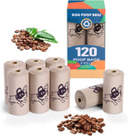 Coffee Dog Poo Bags Coffee scent - 120 Large Biodegradable Poop Bags, Extra Thicken Strong Corn Starch Blended Compostable Leak Proof Poop Waste Bag for Dogs