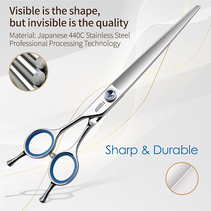Straight Left Handed Dog Grooming Scissors 7.0'' Professional Dog Shears for Grooming for Pet Cat Japan 440C Dog Scissors for Small Dogs Super Sharp (7.0'' Straight)