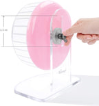 Niteangel Super-Silent Hamster Exercise Wheels: - Quiet Spinner Hamster Running Wheels with Adjustable Stand for Hamsters Gerbils Mice Or Other Small Animals (S, Pink)