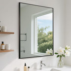 FARMER 16x24 Inch Black Bathroom Mirror, Rectangle Wall Mounted Mirror, Vanity Mirror, Brushed Square Mirror, Framed Bathroom Mirror for Bedrooms, Entryways, Living Rooms, Horizontal/Vertical