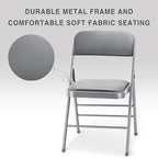 cyclone sound 2 Pack Folding Chairs with PU Padded Cushion and Back, Commercial Grade Metal Chairs with Comfortable PU Leather Cushion for Home and Office, for Indoor and Outdoor Events (2, Gray-PU)