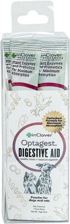 InClover Optagest Natural Digestive Aid, Organic Prebiotics & Enzymes Supplement Powder for Dogs and Cats - Promotes Healthy Stools, Less Gas, Optimal Nutrient Absorption, Intestinal Balance, 7 sticks
