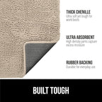 GORILLA GRIP SoakSTOPPER Dog Door Mat, 70x24 Machine Washable Rug Absorbent Doormat Captures Moisture Mud Dirt, Quick Dry Soft Chenille Entryway Rugs Indoor Entrance Mats for Dog Paws, Beige