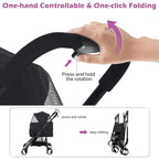 Pet Strollers, Dog Cat Stroller 3-in-1 Detachable Doggy Stroller for Small Medium Dogs 4 Wheel Pet Gear Carrier Cat Walker Wagons for Dogs Trolley for Doggie Rabbit Puppy Strollers, Black