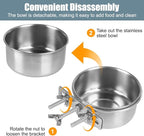 Bird Feeding Dish Cups,Stainless Steel Birdcage Coop Water Feeder with Clamp Holder for Birds,Parrots,Cockatiel,Parakeet,Macaw,Finches, Lovebirds,Small Animals