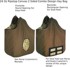 Derby Originals Large 24 OZ Canvas Horse Hay Bag 2 Sided Combo Design X Wide Gusset and 6 Month Warranty