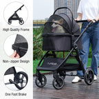 Tango Pet Stroller, 2 in 1 Dog Stroller for Small Medium Dogs Cats Carriage with Removable Carrier Folding Dog Carriage for Travel