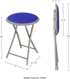 Lavish Home Folding Stool Set - Set of Two 18-Inch Stools with 225lb Capacity for Kitchen, Dorm, or Rec Room - Portable Stools for Adults (Blue)