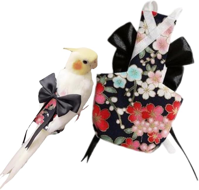 Bird Diaper Parrot Washable Diapers, Parrot Flight Suit, Reusable Nappies for Parakeet Cockatiel Mini Macaw Budgie Conure Lovebird (Black,Macaw)