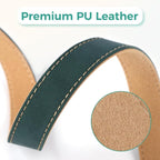 Dog Collar and Leash Set, PU Leather Dog Collar – Adjustable Eco-Friendly with Genuine Leather & Hemp, Soft Breathable Dog Collar Set for Small to Large Dogs (Green, L（15“-21”）)