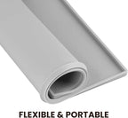 VIVAGLORY Dog Bowl Mat Grippymat Pet Food Mat, Waterproof Washable Nonslip Silicone for Pet & Cat, Food and Water Placemat with Lip & Raised Edges for Indoor Floor, L, Light Grey